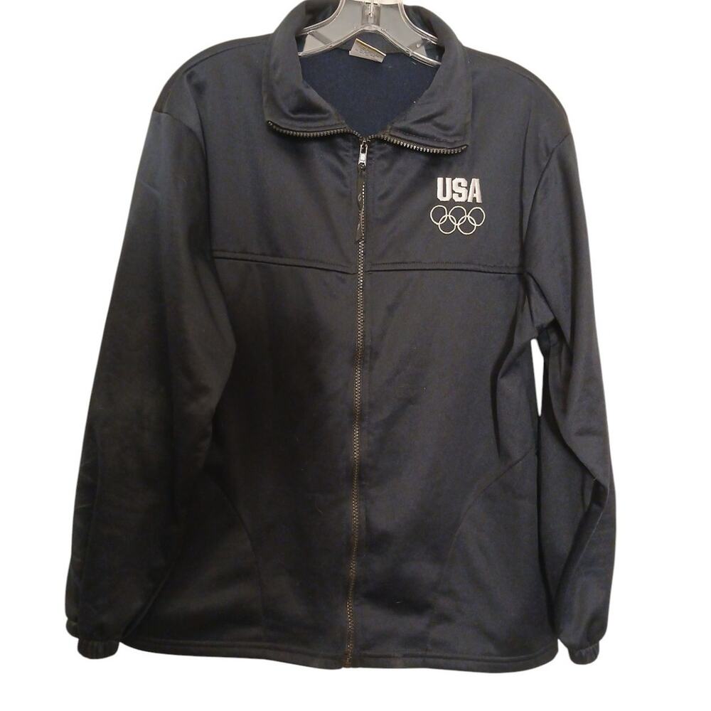 United‎ States Olympic Committee JACKET Size M Black Fleece Lined Track Sporty